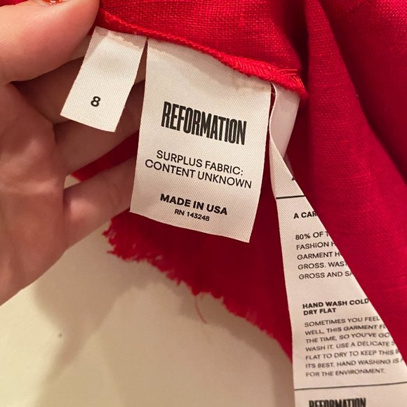 Red Linen Mini Skirt - Picture 4 of 7